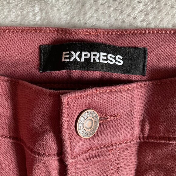 NWT Express Ankle Legging Size 12R Regular Skinny High Rise Pink Embroidered - Picture 9 of 13